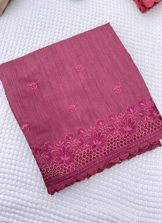 Silk Pink Traditional Wear Cut Work Saree